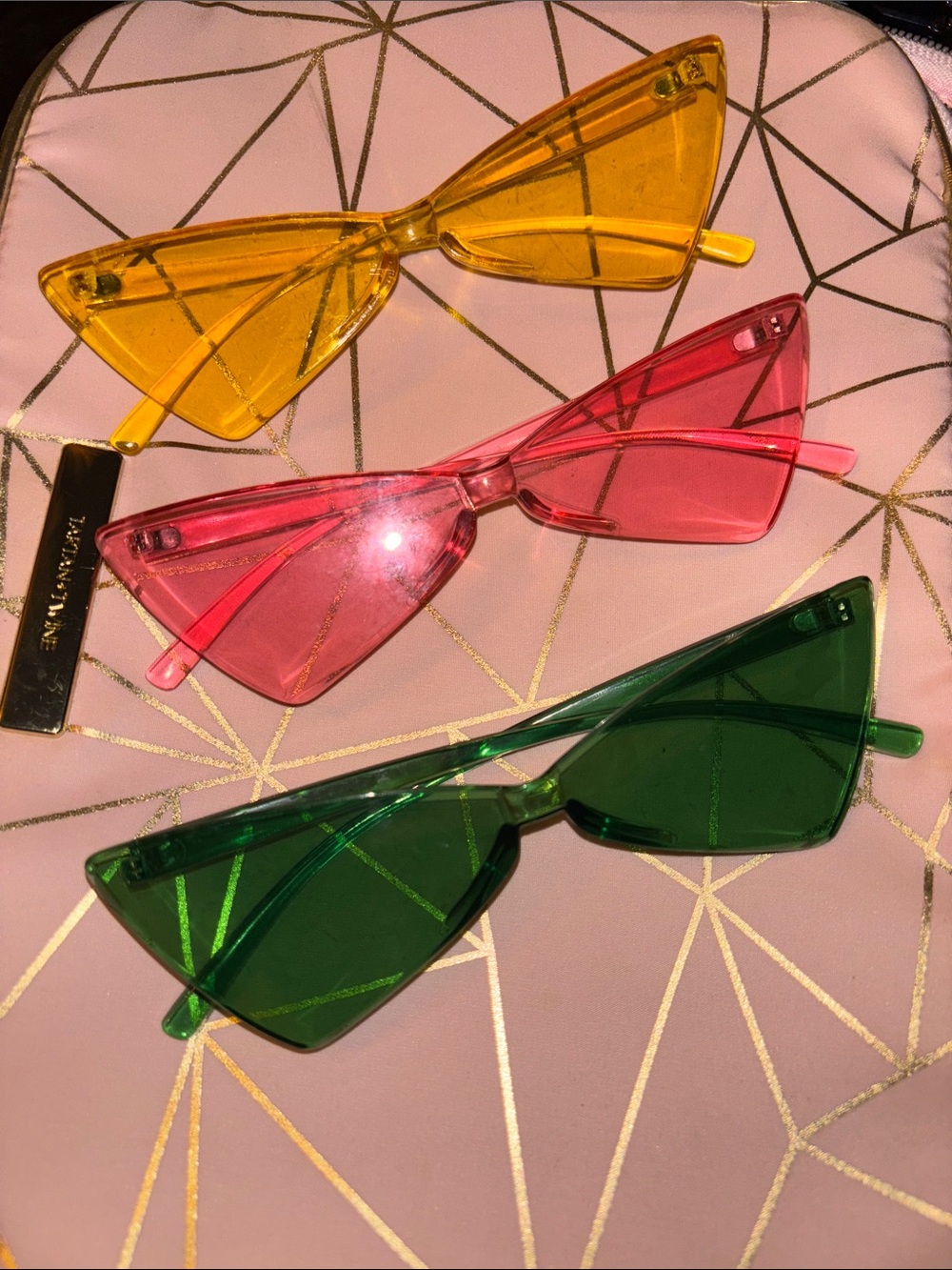 Trio of Transparent Cat-Eye Sunglasses - Pink, Green, Yellow